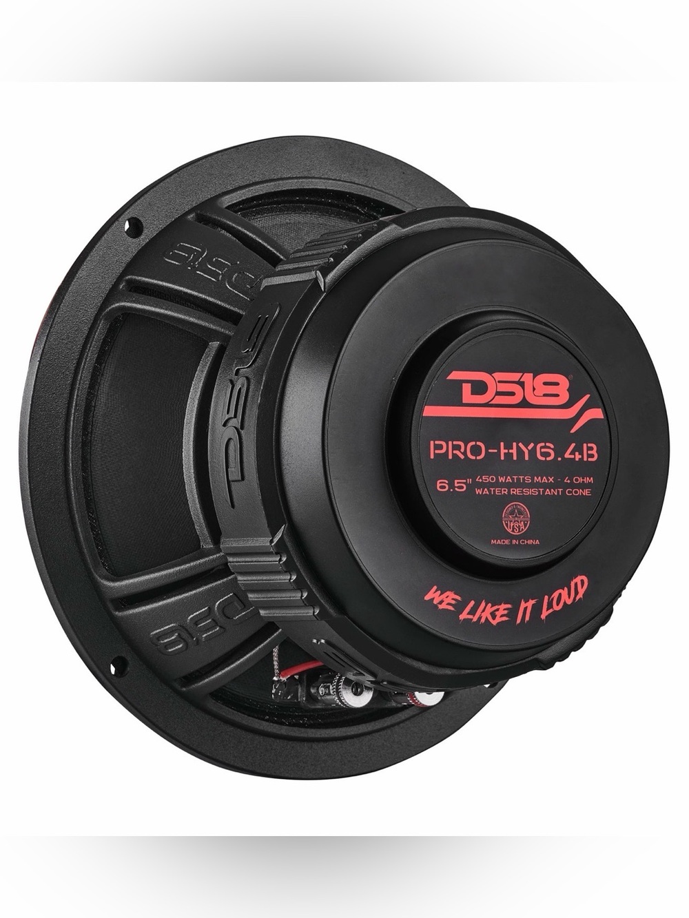 DS18 PRO-HY6.4B PRO 6.5" Coaxial Hybrid Mid-Range Speaker for Motorcycles.